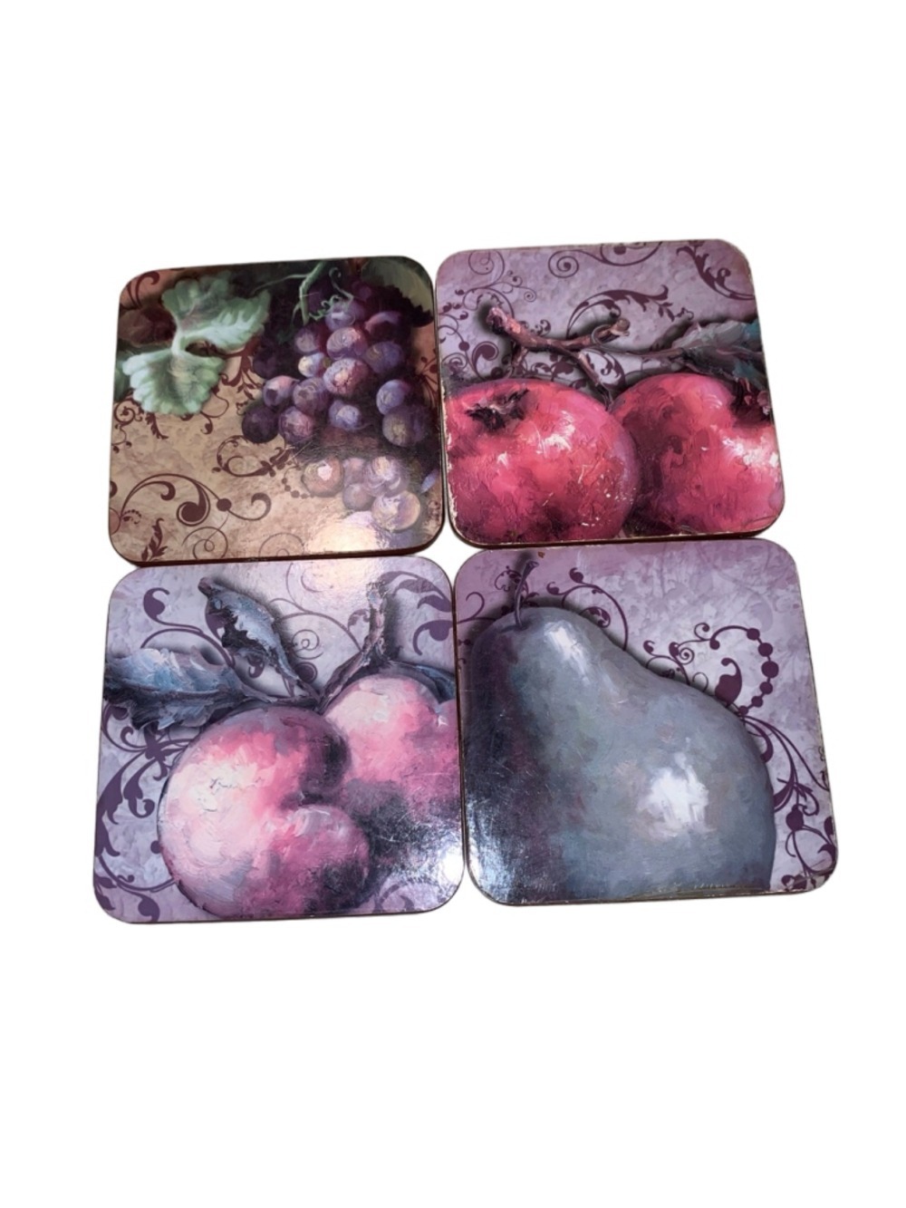 Carpentree Fruit Themed Coasters One Size Purple Brown